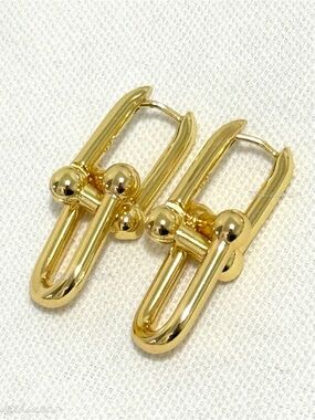 New 14K Gold Plated Hardware U Link Earrings